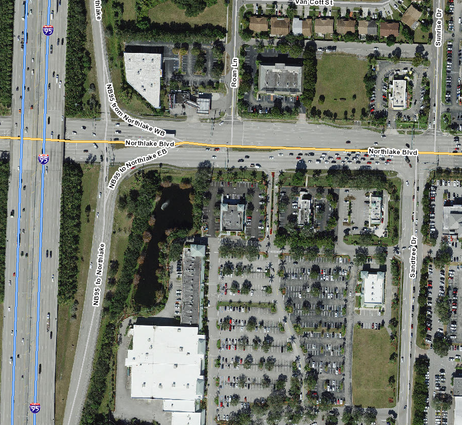 Northlake BLVD and Roan LN satellite image